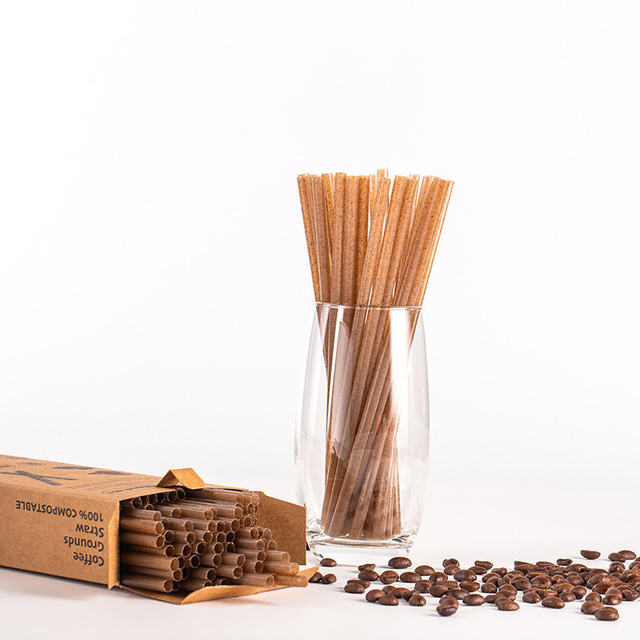 Compostable Coffee Grounds PLA Drinking Straw