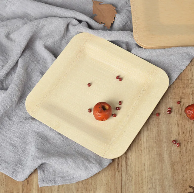 Biodegradable Disposable And Eco-Friendly Carbonization Bamboo Tableware Plate Made In China