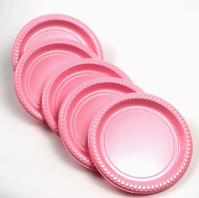 Disposable Plastic Party Plates - Food Safe PS Round Plates in Assorted Colors