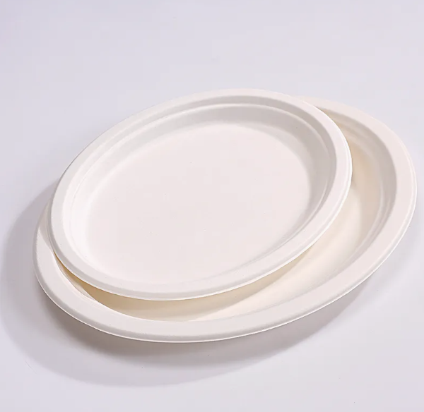 Biodegradable Sugarcane Bagasse Tableware Dish Carry-out Tableware Takeaway Compostable Sugarcane Food Container Pulp Fiber Round Disposable Paper Plate