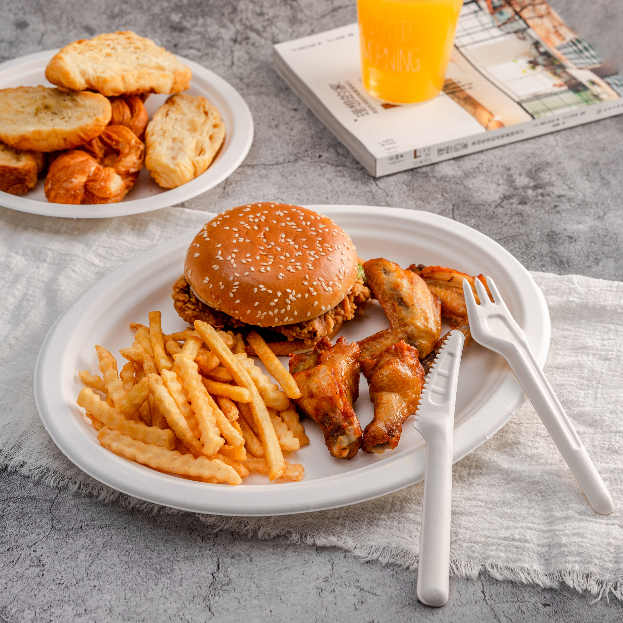 Disposable Tableware Compostable Bagasse 8′ Inch Round Plates