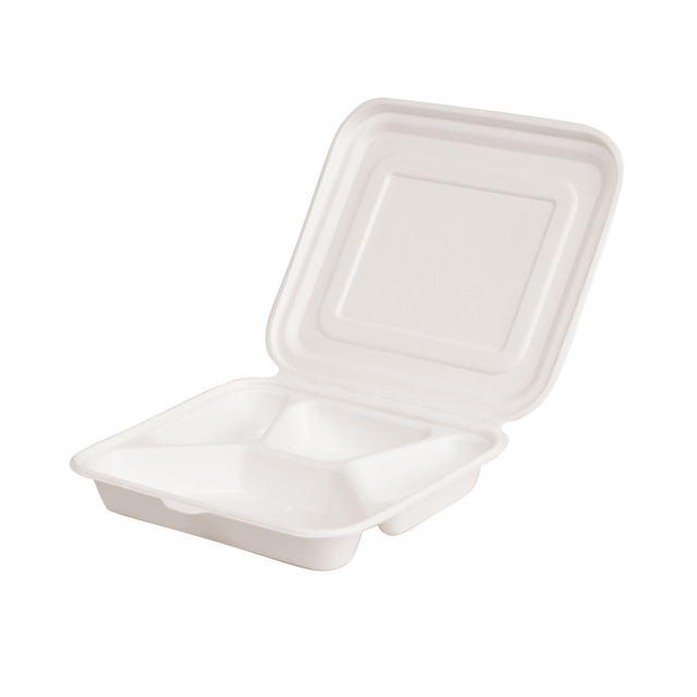 Disposable 6inch Biodegradable Food Packaging Takeaway Lunch Bagasse Clamshell Hamburger Box
