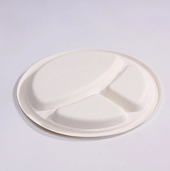 Biodegradable Sugarcane Bagasse Tableware Dish Carry-out Tableware Takeaway Compostable Sugarcane Food Container Pulp Fiber Round Disposable Paper Plate