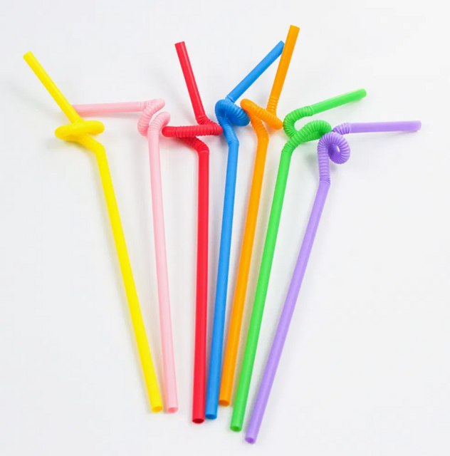 Collapsible Reusable Plastic Straws – Colorful Disposable PP Drinking Straws for Parties