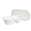Food Container Paper Takeaway to Go Packaging Natural Pulp Sugarcane Compostable Clamshell 2 Compartment Bagasse Box 450ml/600ml
