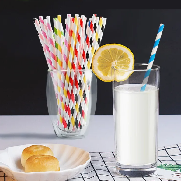 Eco Friendly Food Grade Biodegradable Compostable Multi-Color Party Drinking Bubble Tea Straw Paper Individual Wrapped Plastic Straw