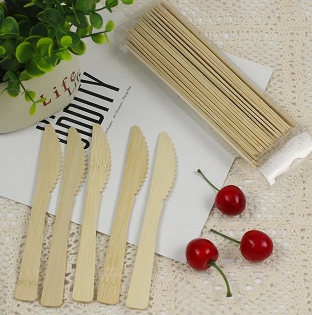 Eco-Certified Biodegradable Carbonized Bamboo Knife - Sustainable Disposable Cutlery Made in China