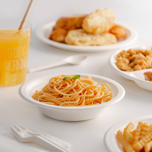 Disposable Food Container Bagasse Bowls 850ml Oval Bagasse Bowl with Compartment