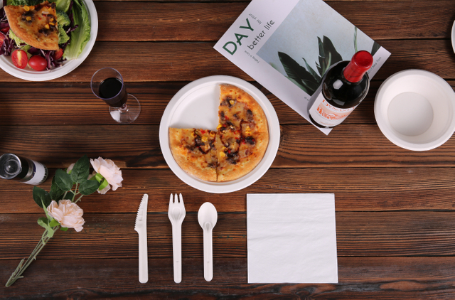 Biodegradable Disposable Bamboo Knife Fork Spoon Printing Cutlery Sets