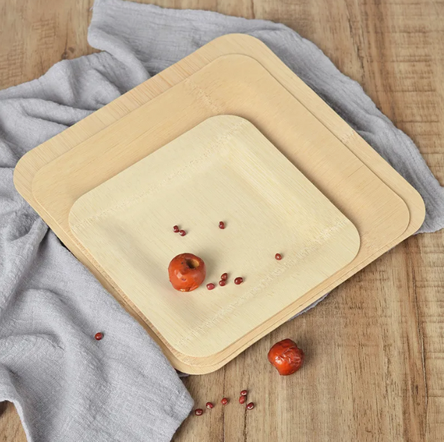 Biodegradable Disposable And Eco-Friendly Carbonization Bamboo Tableware Plate Made In China